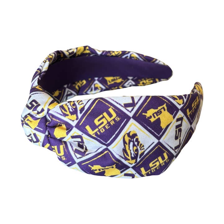LSU Tigers Lindsay Harlequin Headband for wholesale by Emerson Street Clothing Co Collegiate Shop