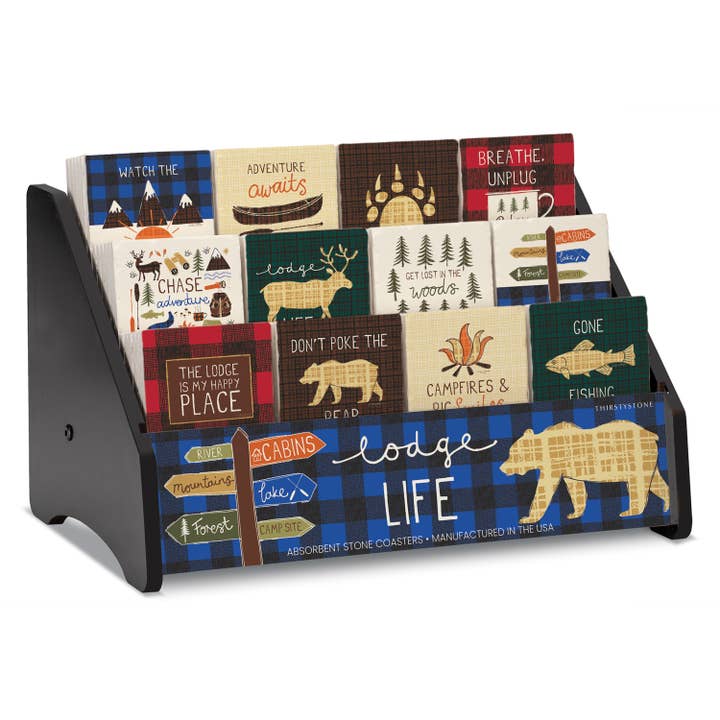 CounterArt/Highland Home/Thirstystone/CoasterStone - Wholesale Retailer Display - Home & Living - "Lodge Life" Pre-Packed Single Coaster Display