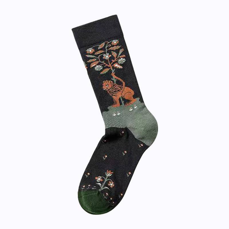 Tourtiwi - Wholesale Socks - Unisex - Women's Retro Middle Socks Oil Painting Pattern Socks1