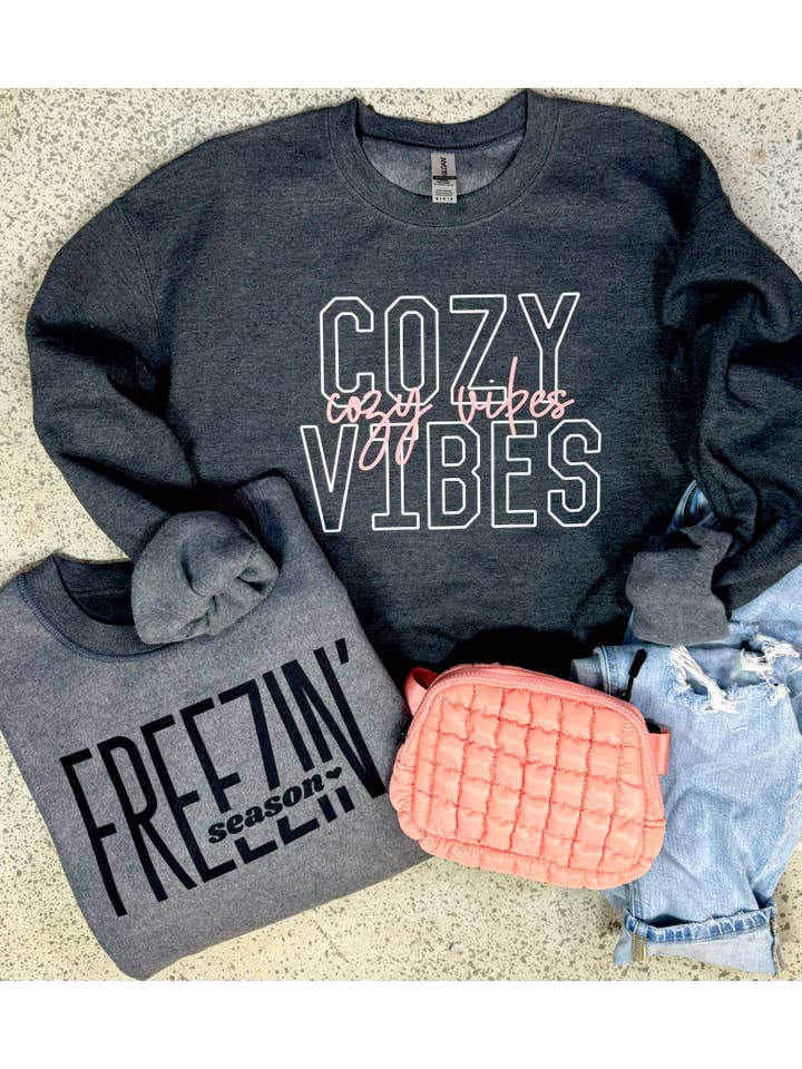 Knox + Nell - Wholesale Graphic Sweatshirt - Women's - Cozy Vibes Reversible Sweatshirt