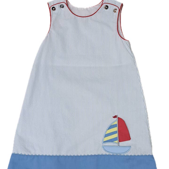Vestido em Linha A com Aplique de Barco à Vela para Menina por atacado de Marco and Lizzy
