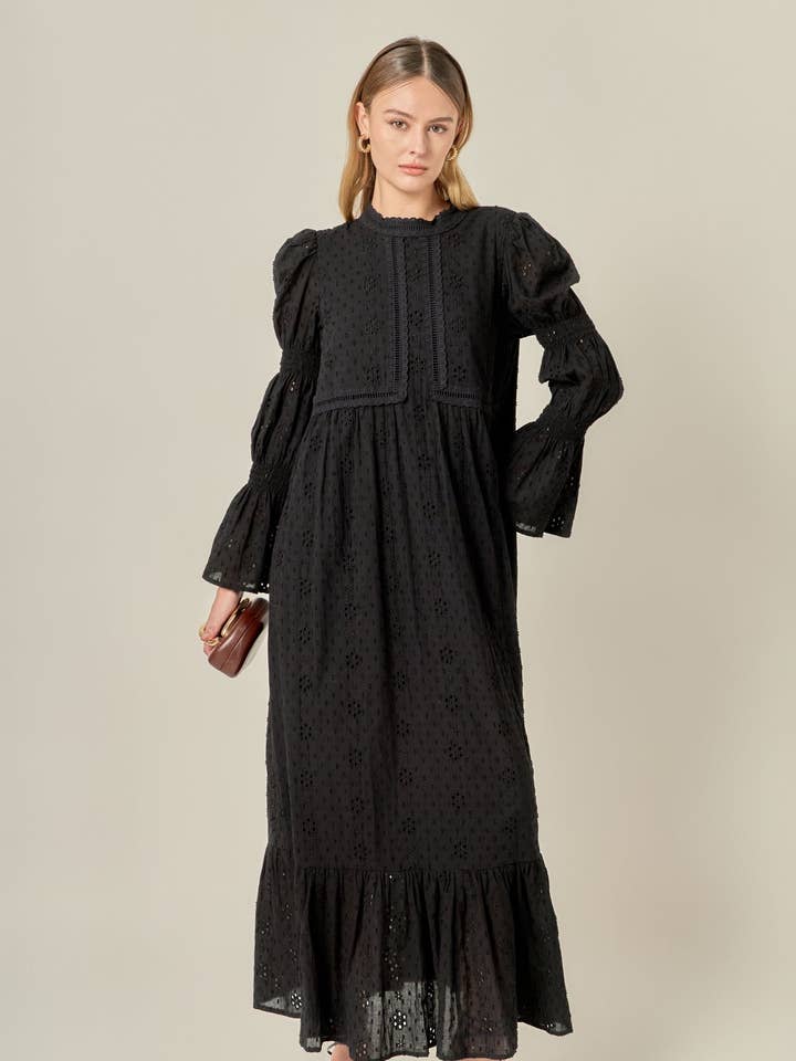 Broderad Swiss Dot Maxiklänning för wholesale av English Factory