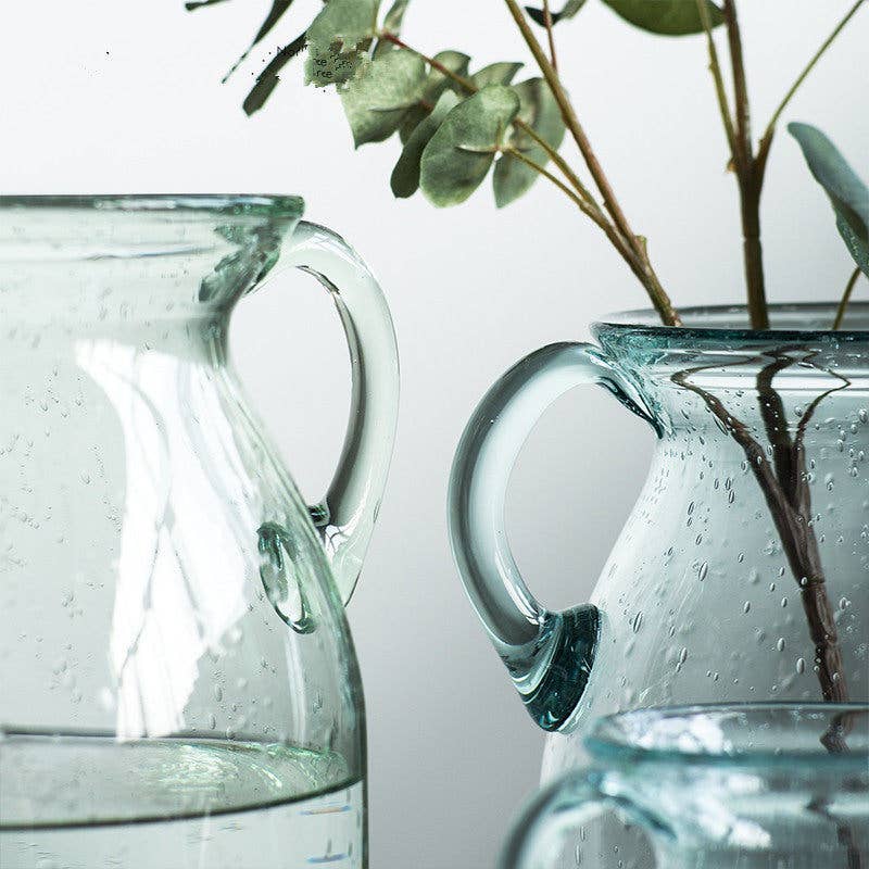 Noah Decoration – wholesale Vase – Farmhouse Dual-Handled Blue/Green Tint Glass Vases14