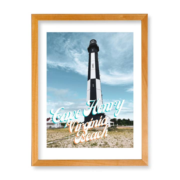 Virginia Cape Henry Lighthouse Virginia Beach Giclee Travel Print for wholesale by Lower 48 Trading Company Road Trip Shop