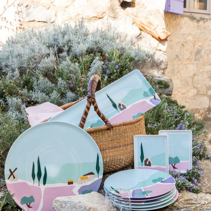 Degrenne Paris - Wholesale Dinner Plate - DESTINATION SUD - Gift Box of Round Shared Plate / Pie Dish