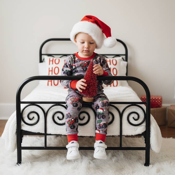 Christmas 2025 Pajamas - Holiday Monster Truck Santa for wholesale by Rufflеѕ & Bоwtіеѕ - Affordable Boys & Girls Clothing
