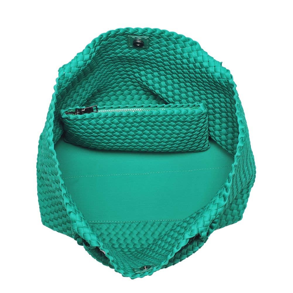 Sol and Selene – Großhandel Tragetasche – Damen – Große gewebte Neopren-Tasche "Sky's The Limit"23