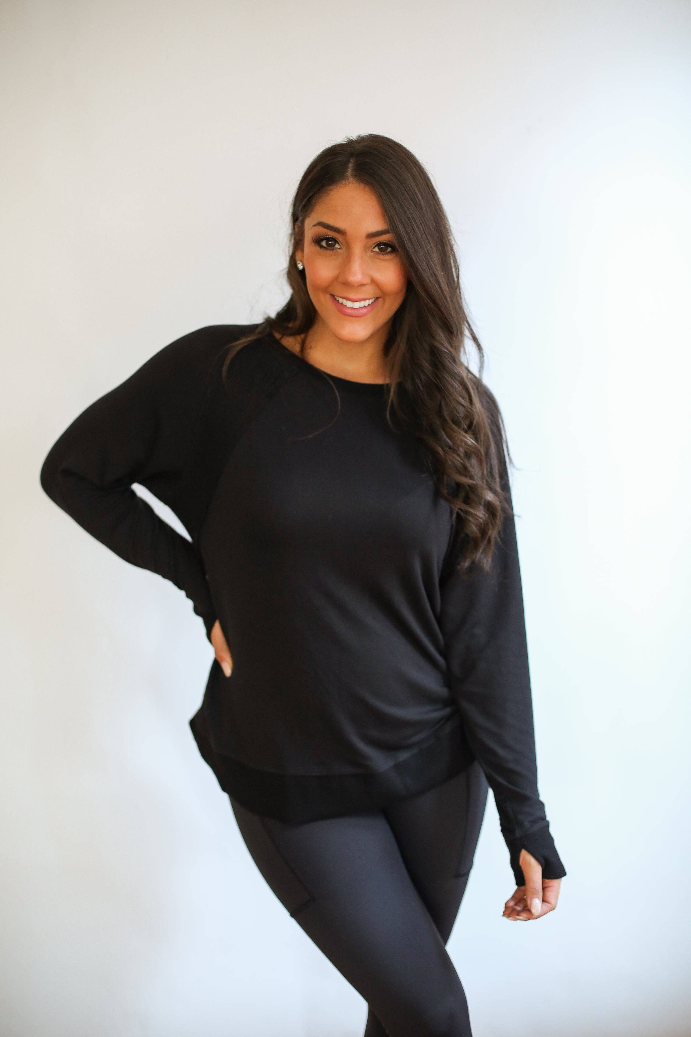 Movemama Apparel - Wholesale Nursing Top - Maternity - FINAL SALE - Free Flowing Long Sleeve Nursing Top0