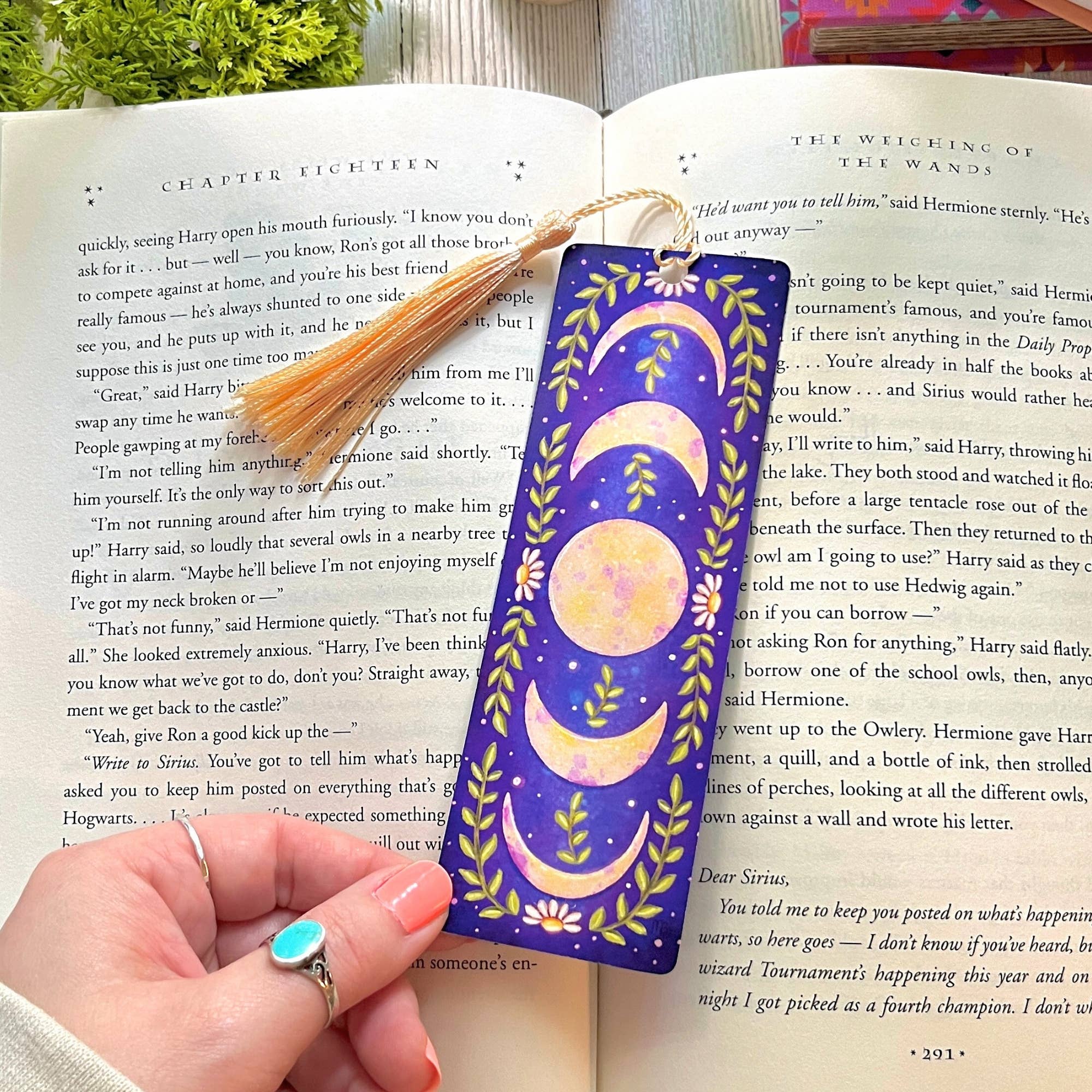The Swimming Owl - Wholesale Bookmark - Moon Phases Bookmark | Laminated + Optional Tassel