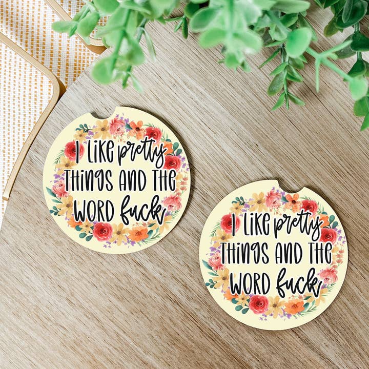 Me gustan los posavasos Pretty Things y The Word Fuck Car Coasters. para venta al por mayor de Knotty Nest