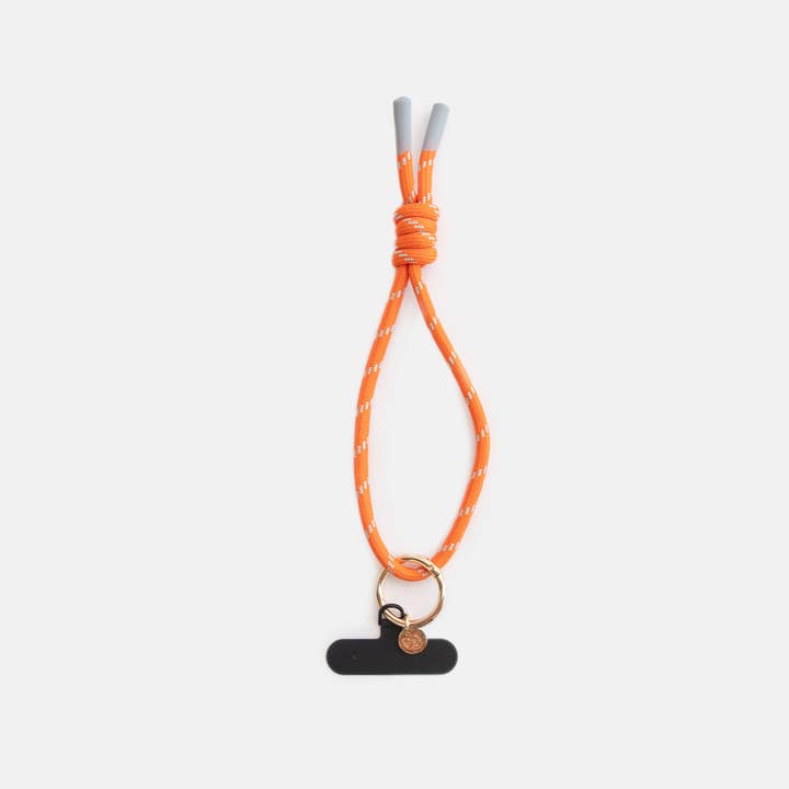 Orange/Duck-Egg Cord Short Phone Strap for wholesale by Caroline Gardner
