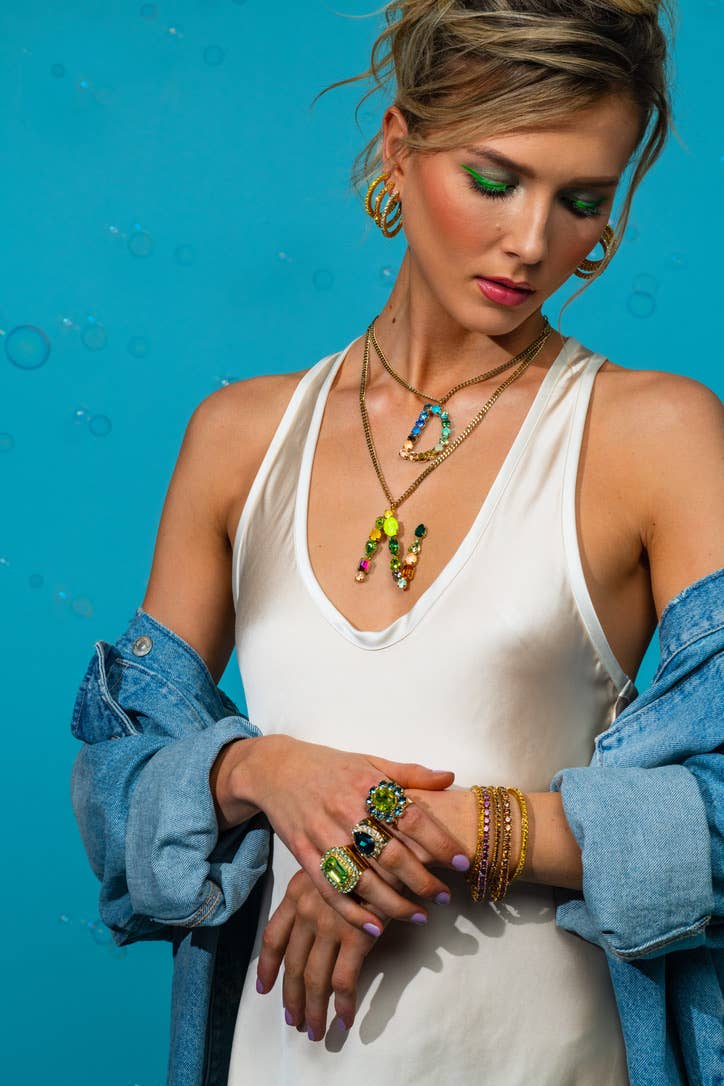 TOVA - Wholesale Pendant/Charm Necklace - Monograms in Neon Necklace43