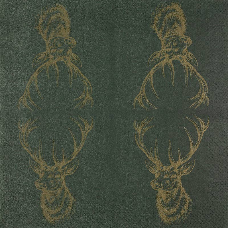 Home Fashion - Carl Dietrich GmbH - Venta al por mayor Servilletas desechables - Servilletas de almuerzo con cabeza de ciervo dorada2