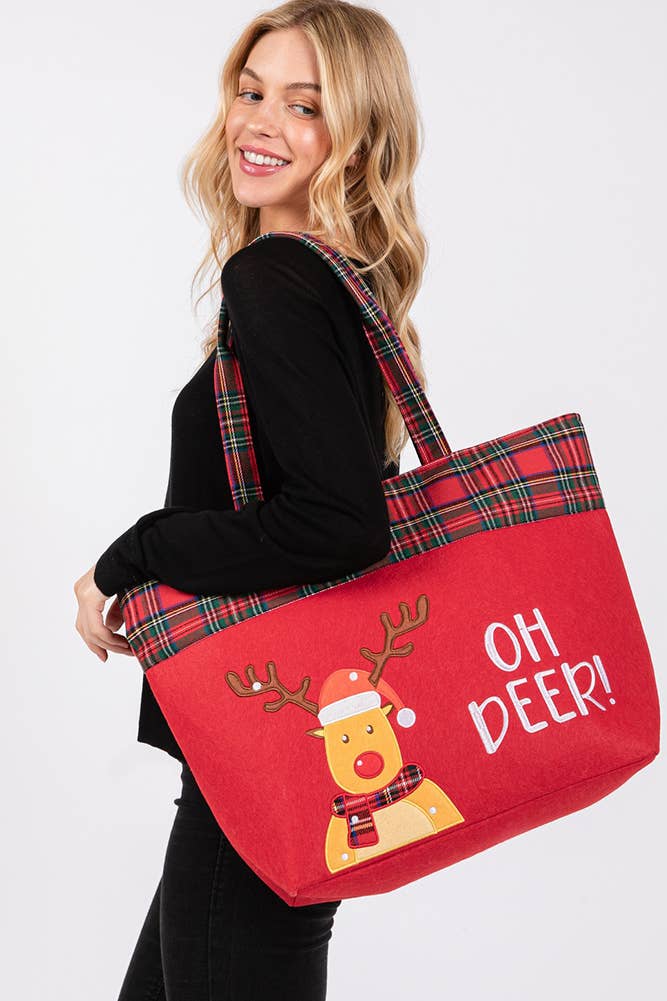 Hana – wholesale Tote bag – Women's – OH DEER Reindeer Christmas Holiday Tote Bag6