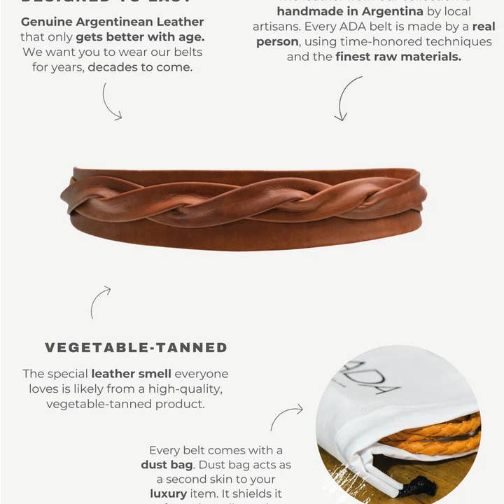 ADA Collection Belts - Wholesale Belt - Women's - Midi Wrap Belt - Cognac