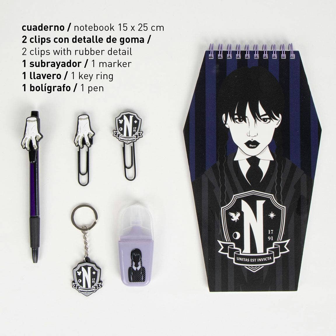 Mastoys, S.L. – Engroshandel Brevpapir/sæt med noteskort – Wednesday stationær-sæt - 27000012001