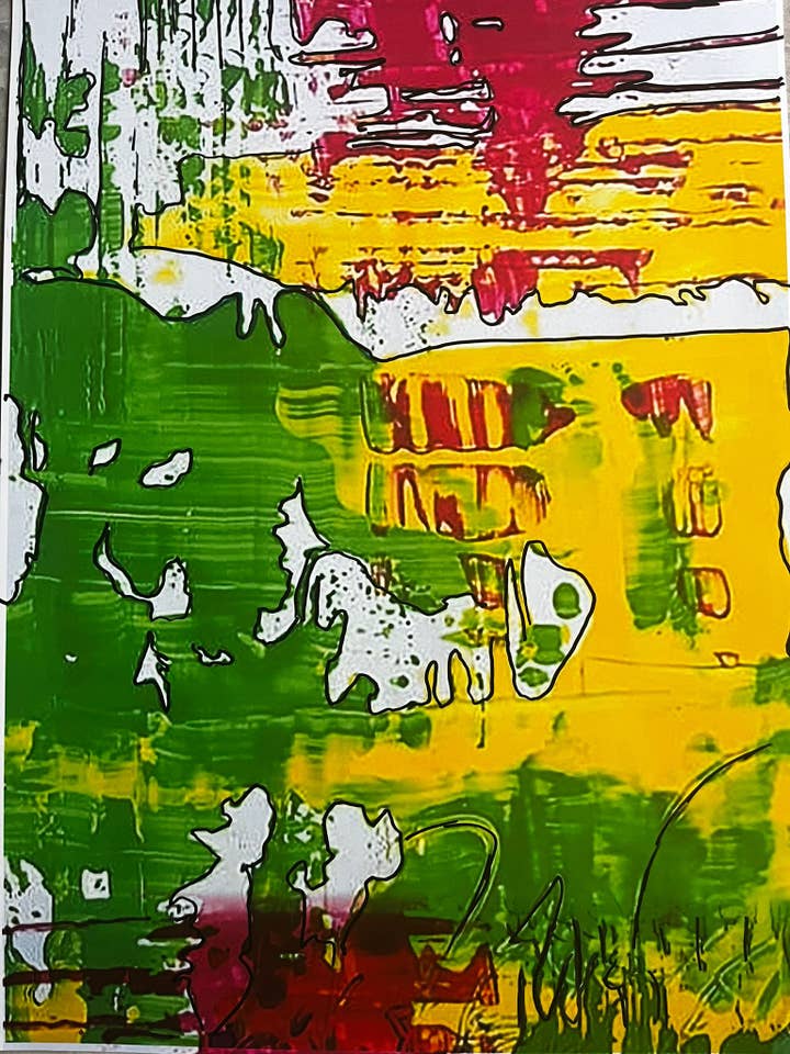 Gele en groene kunstdruk voor wholesale door Nenyasha Cherish Arts