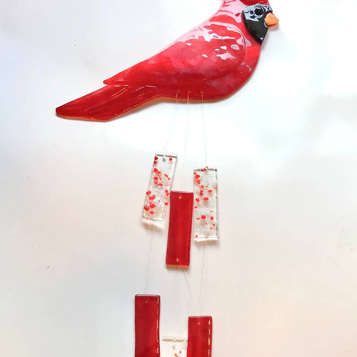 Fish Tales - Vente Carillons - Carillon à vent en verre Red Bird Cardinal3
