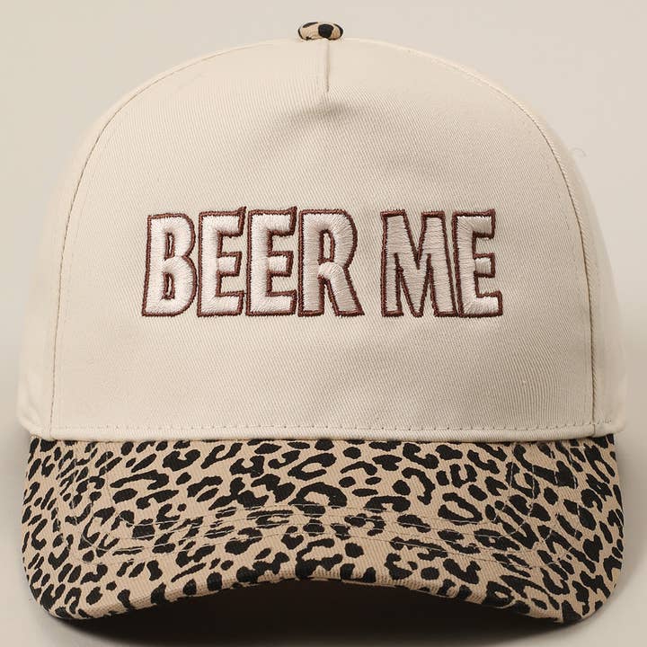 Fashion City - Wholesale Trucker Hat - Unisex - BEER ME Embroidery Leopard Camo Trucker Hat
