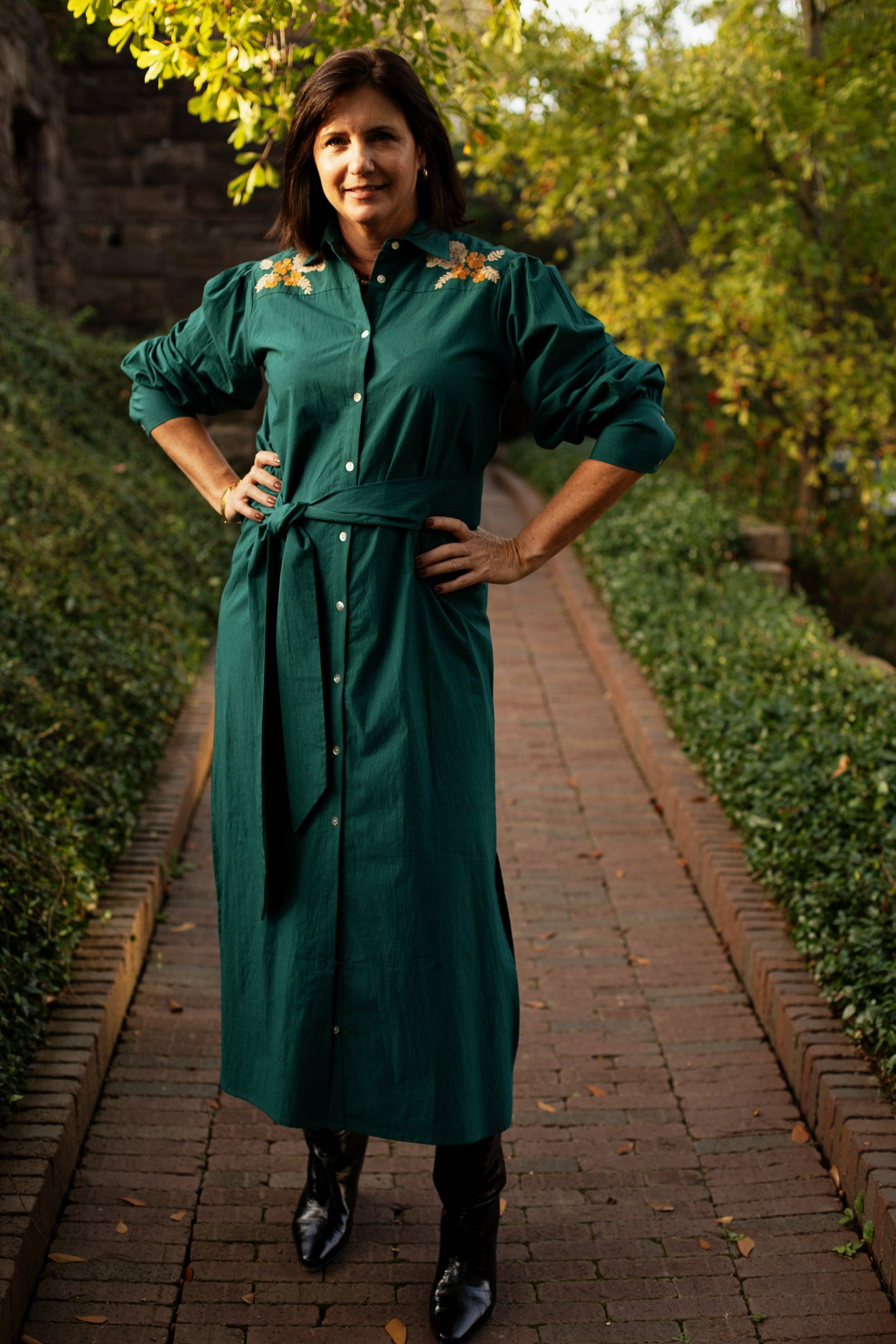 Ex Voto - Vente Robe – femme - Robe Layla Maxi en vert canard par ExVoto