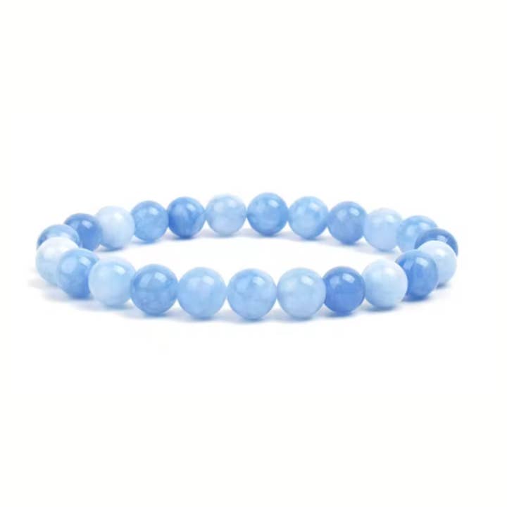elastic bracelet natural stone AQUAMARINE 8mm for wholesale by Tendances perles