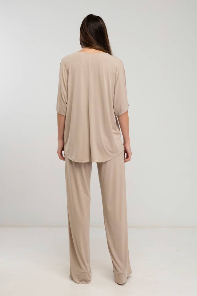 Julie d orleac - Wholesale Top & Pant Set (NOT Loungewear) - Women's - Plain V-neck blouse set with pants3