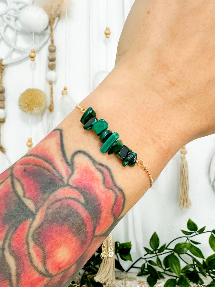 Pulseira ajustável com chip de malaquita por atacado de The House Of Gentry