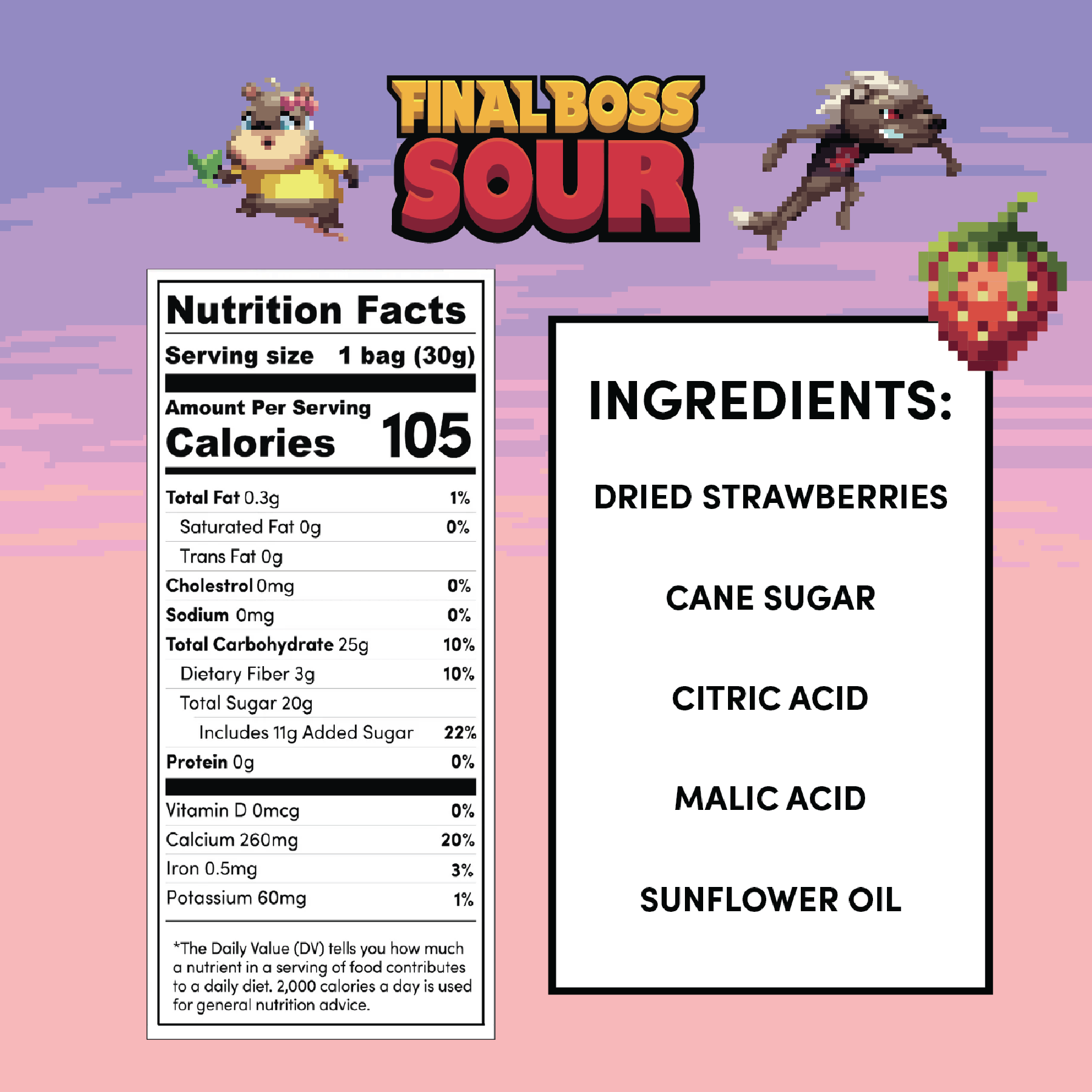 Final Boss Sour - Wholesale Gummy - Level 1 Strawberries (12 pack) Dried Fruit Sour Snack3
