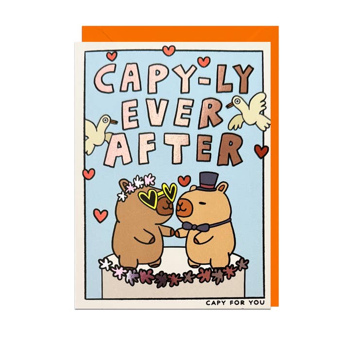 Carte de mariage Capybara CAPY-LY EVER AFTER WEDDING FOIL pour la vente par Jolly Awesome