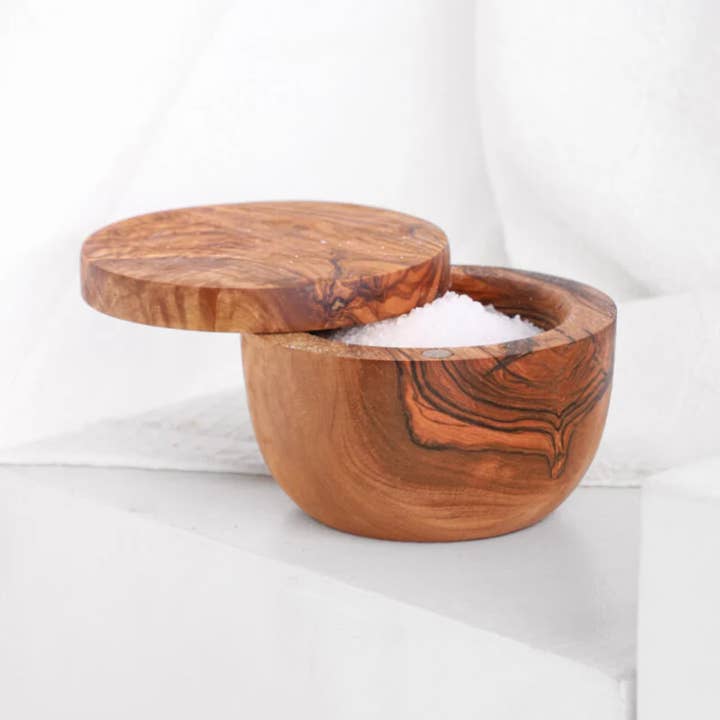 Handcrafted Olivewood - Wholesale Salt Mill - SALT CELLAR WITH MAGNETIC LID