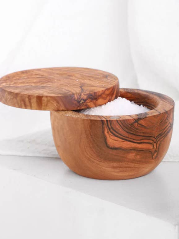 SALT CELLAR WITH MAGNETIC LID for wholesale by Handcrafted Olivewood