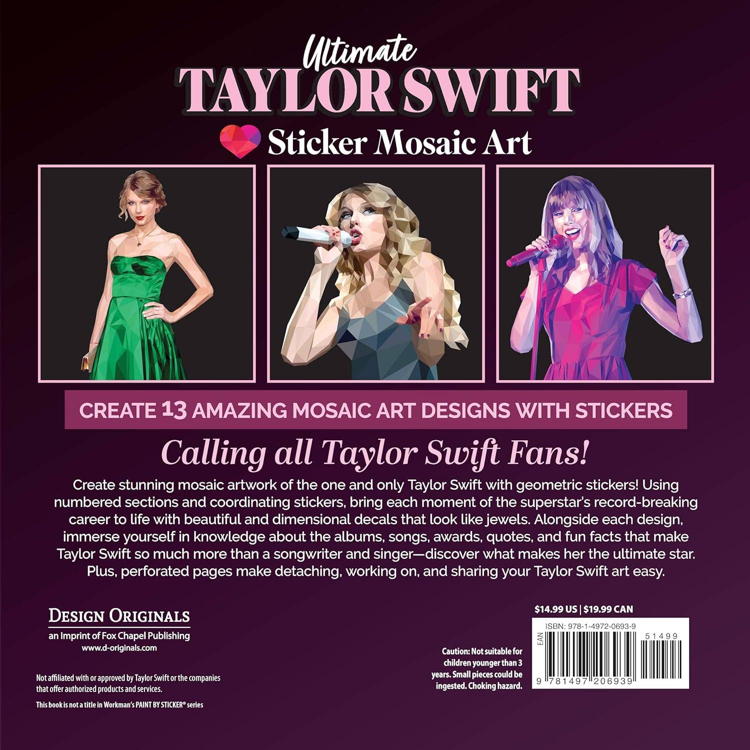 Fox Chapel Publishing - Wholesale Display Book - Ultimate Taylor Swift Sticker Mosaic Art - Sticker Painting1
