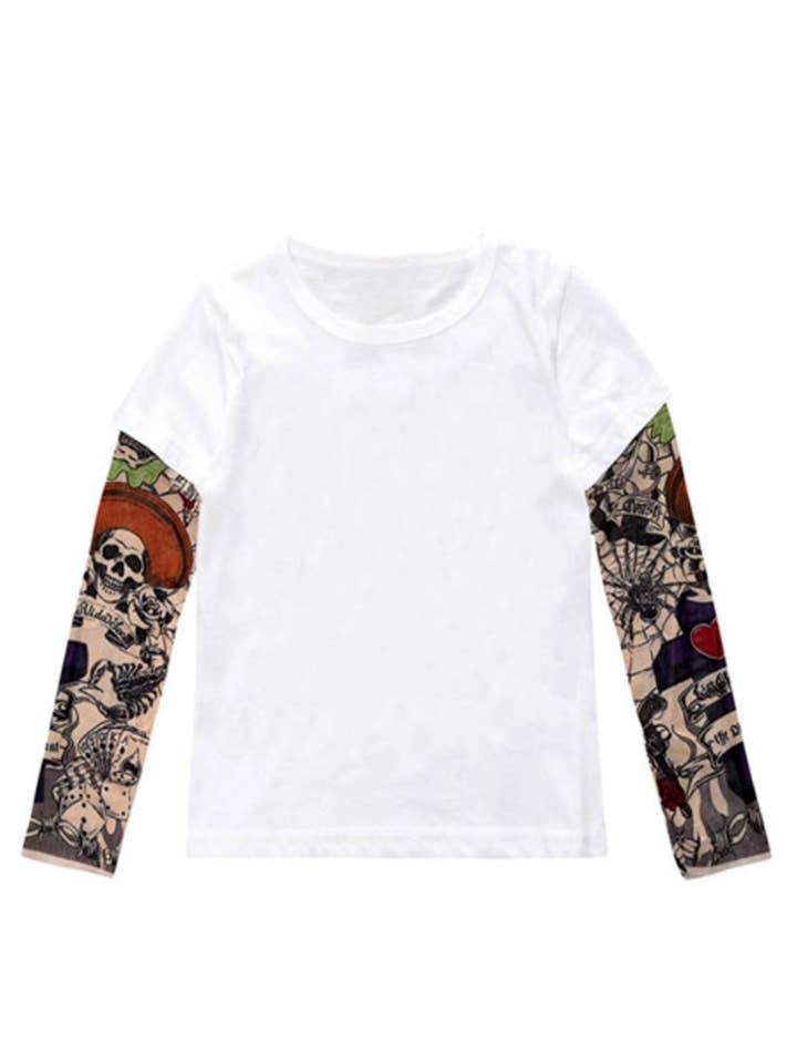 Fennco Styles - Wholesale T-Shirt - Kids - Tattoo Sleeve White Unisex Kids T-Shirt