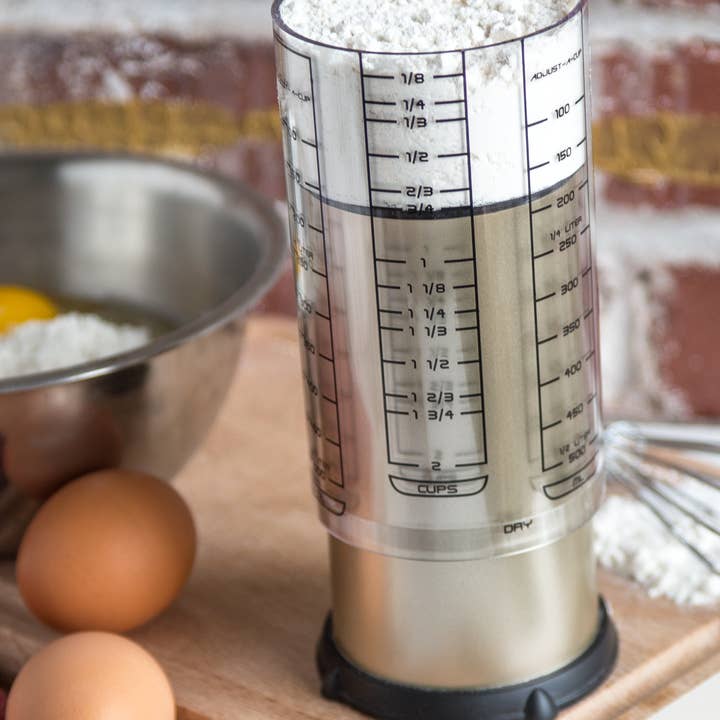 Fox Run Brands - Vendita all'ingrosso Bicchiere/tazza graduata - KitchenArt Pro 2 tazze Adjust-A-Cup, satinata, 3,25" x 6"3