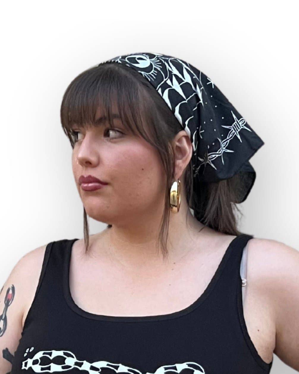 Tinta – wholesale Bandana – Women's – Black Rose Tattoo Bandana3