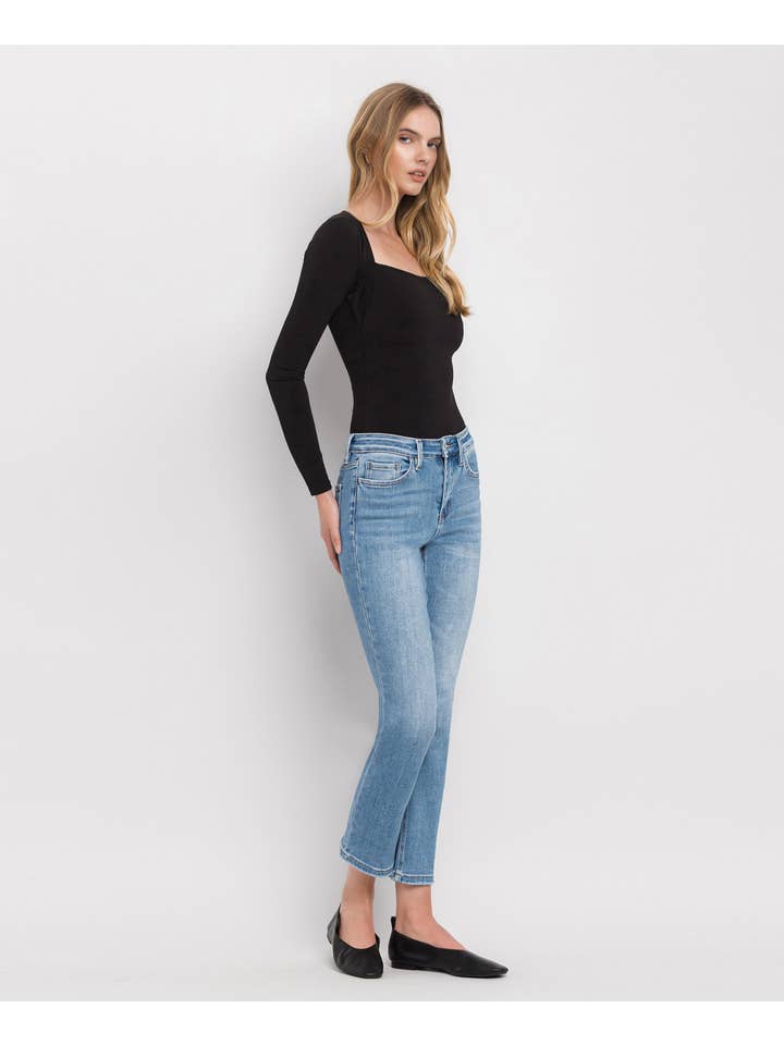 PERFECT FOR NOW HIGH RISE CROP SLIM STRAIGHT JEANS T5385 for wholesale on Faire