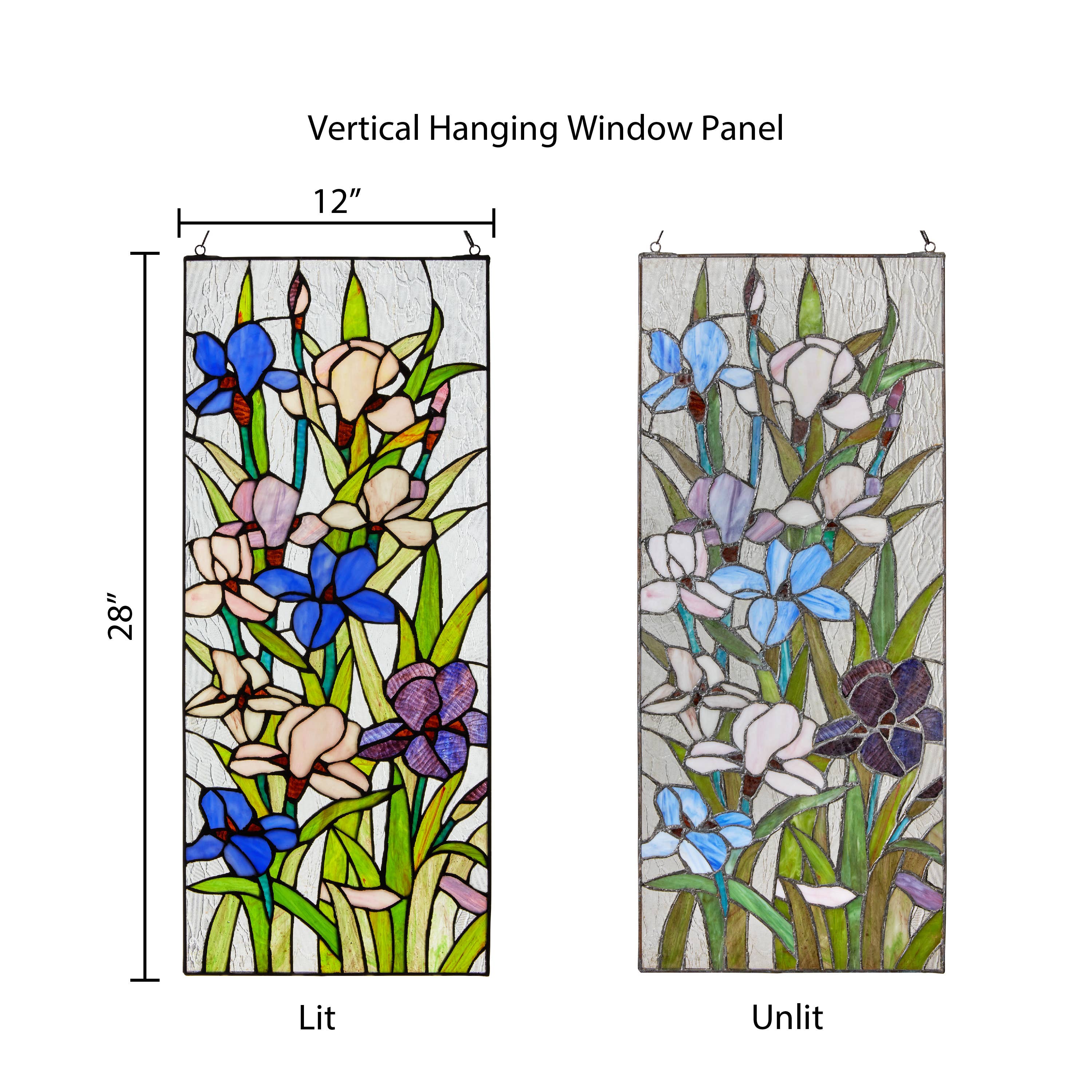 River of Goods - Wholesale Suncatcher - 28"H Floral Purple Iris Stained Glass Window Panel2