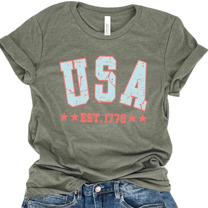 ATTA TOOD LLC - Wholesale T-Shirt (Graphic) - Women's - USA women's 4th of July graphic t-shirt, Patriotic, Holiday2