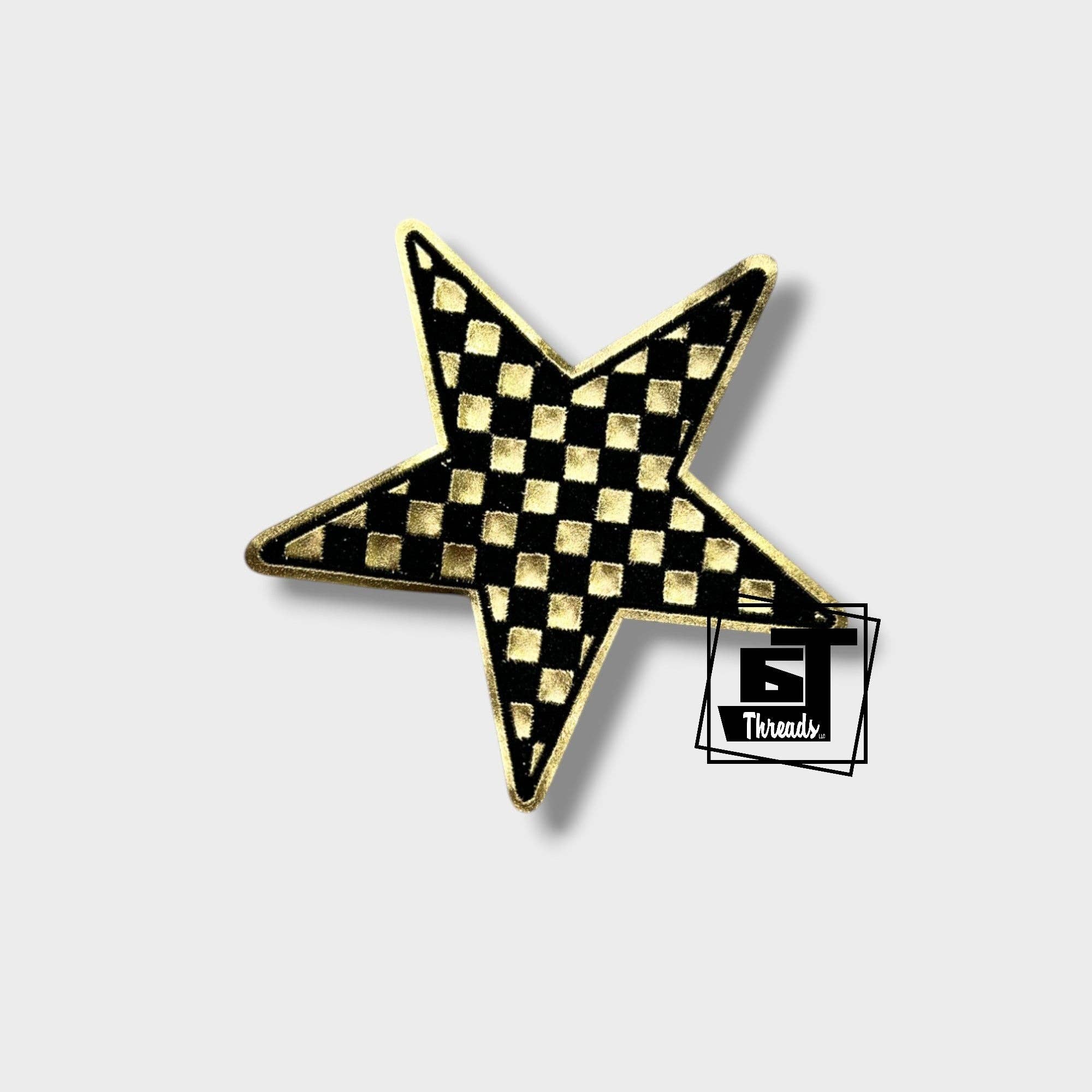 6j Threads LLC - Wholesale Patch - Metallic Checkered Stars....Cap Patches Only0