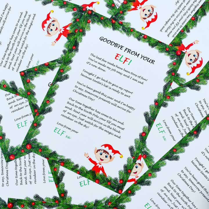 The Funky Deer – wholesale Christmas decoration – Letter - Goodbye From Your Elf
