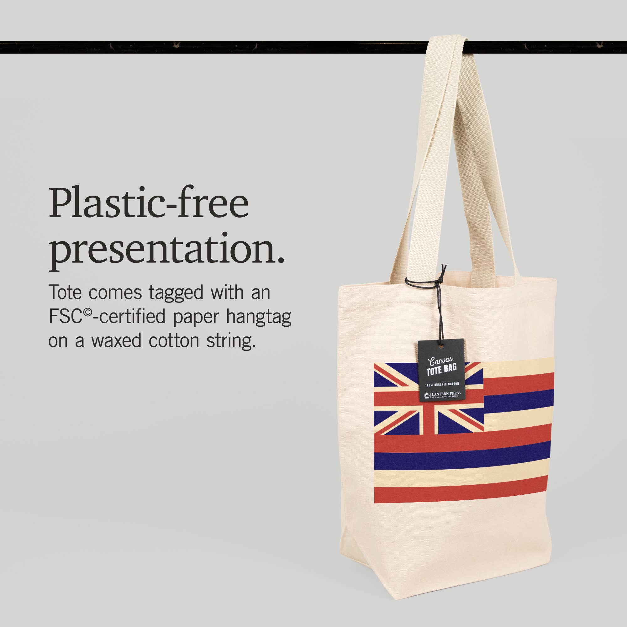 Lantern Press - Venta al por mayor Bolsa grande - Unisex - BOLSAS DE TELA ORGÁNICAS Bandera del Estado de Hawái, Impresión Tipográfica6