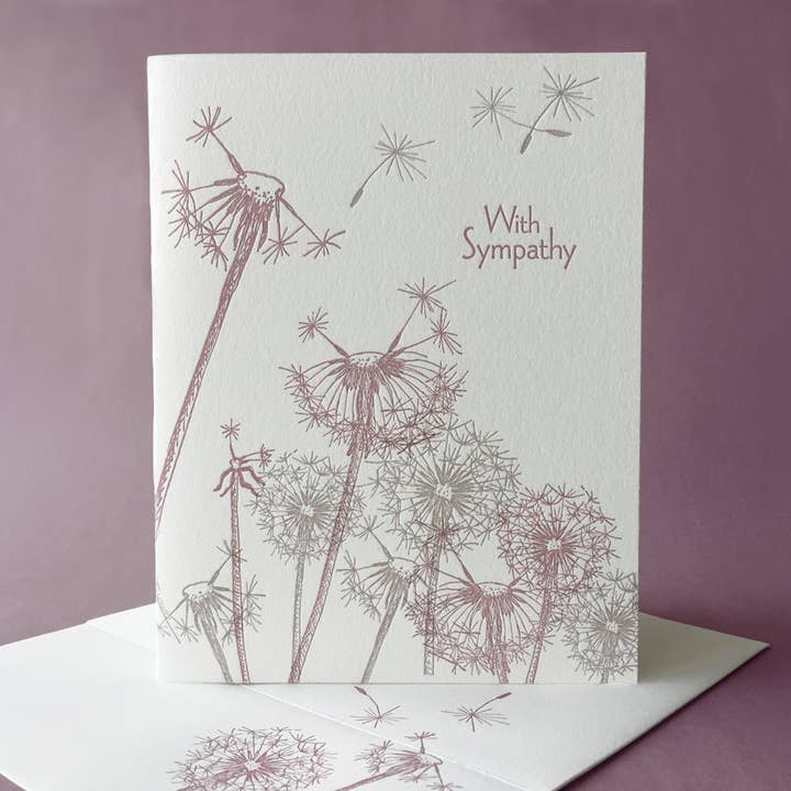 Dandelion Sympathy and Blank Note Card for wholesale by Painted Tongue Press