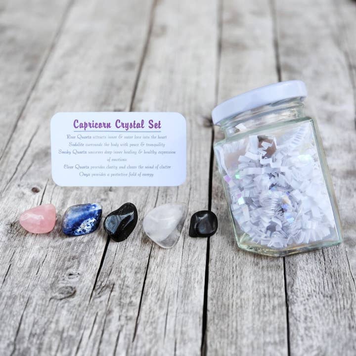 Capricorn Zodiac Crystal Set in Jar for wholesale by Mindful Intentions®