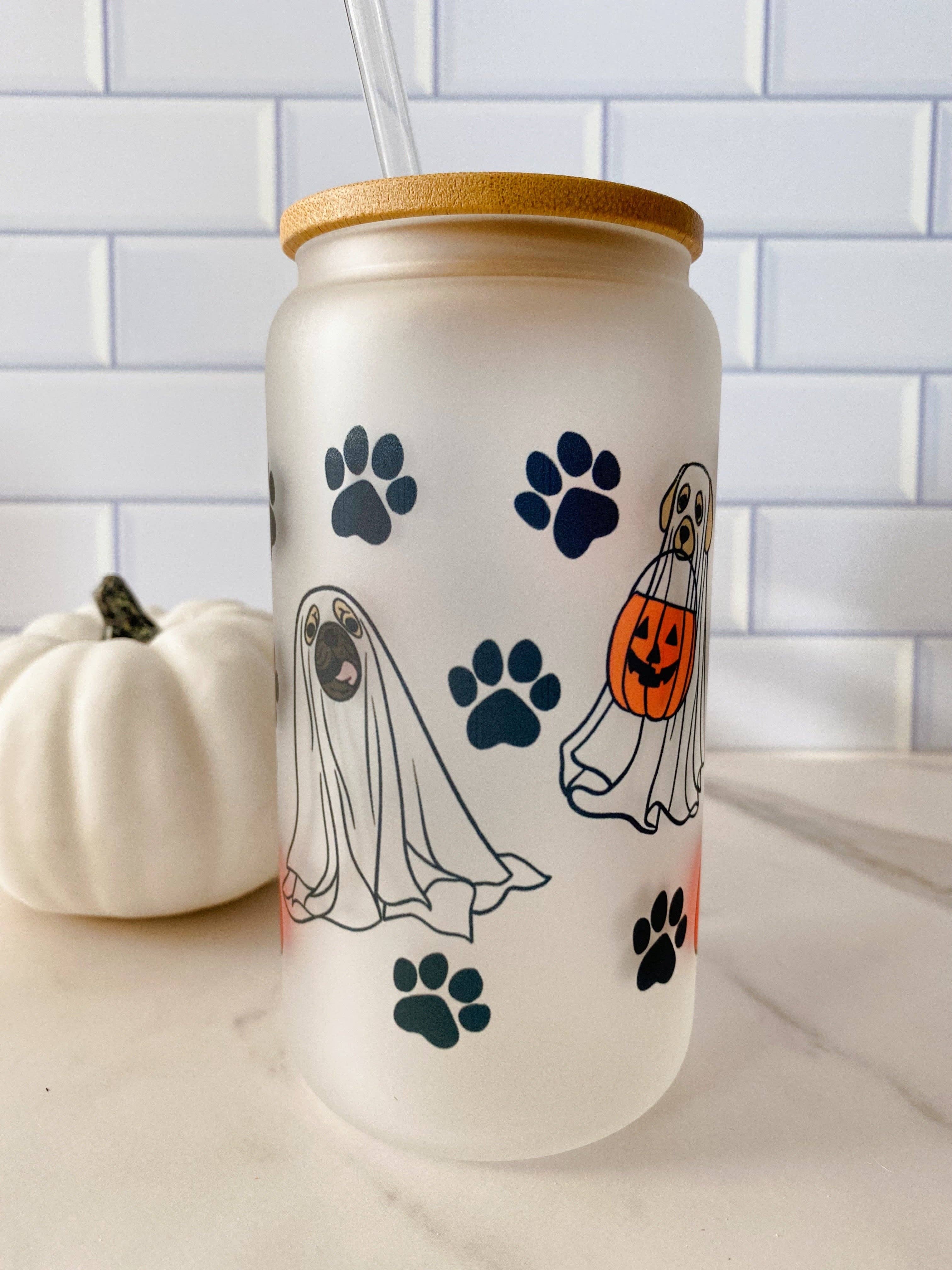 Spotted Dog Co. - Wholesale Drinking Glass/Cup - Halloween Ghost Dog Glass Can1