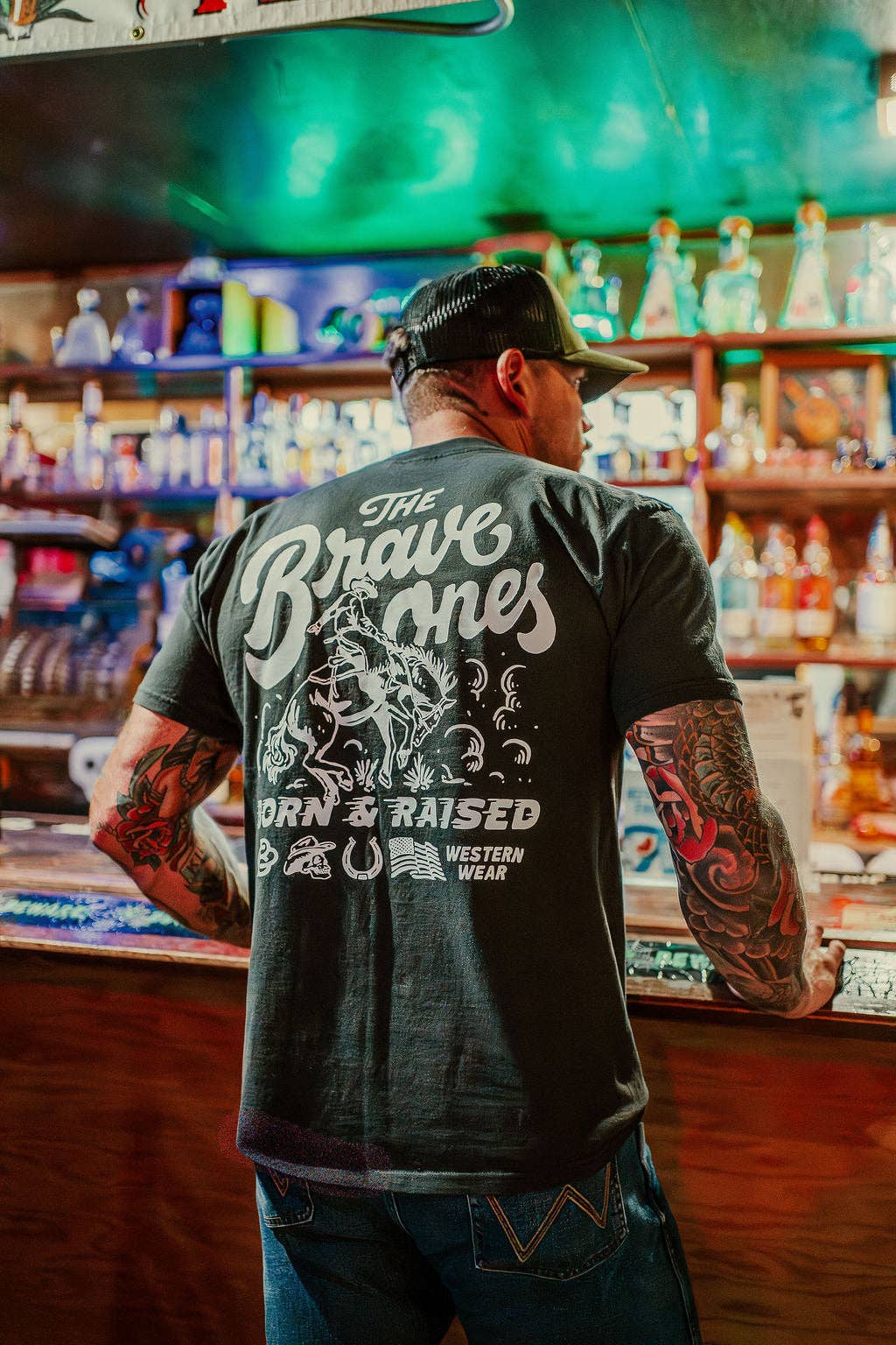 Noir Vintage T-shirt Né Cowboy | Noir Vintage en vente sur Faire4