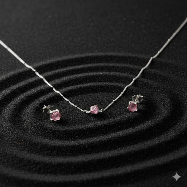 Handmade Rose Quartz Set in its Natural form in Silver 925 for wholesale by Aromatik Australia