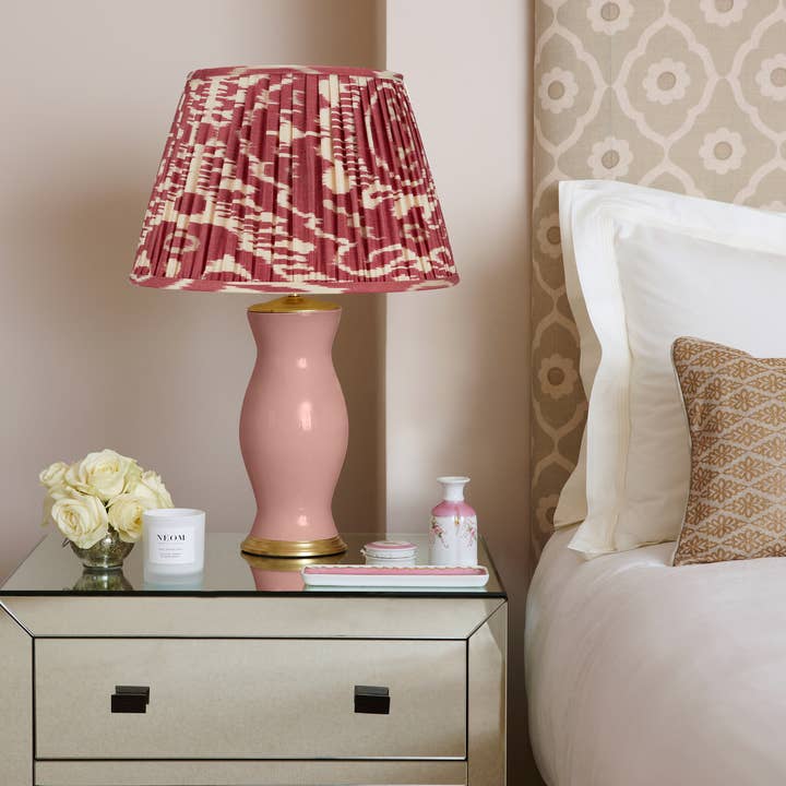 Rosanna Lonsdale – wholesale Lampshade – BURNT RED AND CREAM IKAT LAMPSHADE