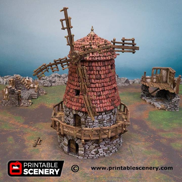 Moulin hanté - Ruines de Shadowfey, DnD, Pathfinder 15mm, 28mm, 32mm, décor de wargame, bolt action, terrain de table, bâtiment pour la vente par The Beaver and Broadsword