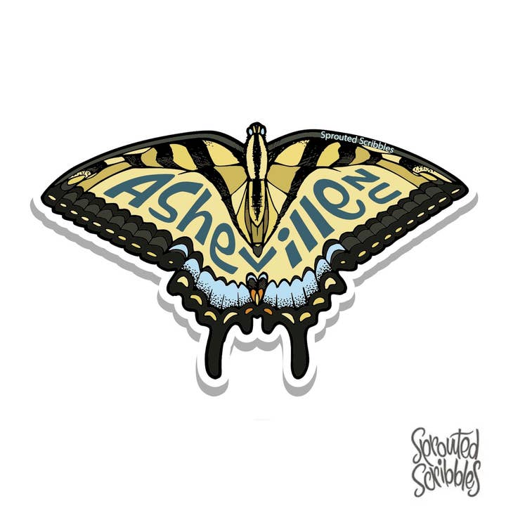 Asheville PIN - Swallowtail Butterfly Acrylic Lapel Pendant for wholesale by Sprouted Scribbles