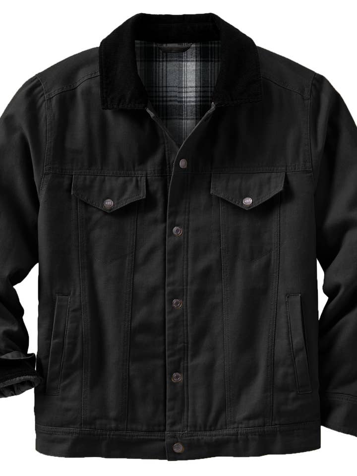 MEN'S FLANNEL LINED JACKET WITH CORDUROY COLLAR for wholesale by Silver Jeans